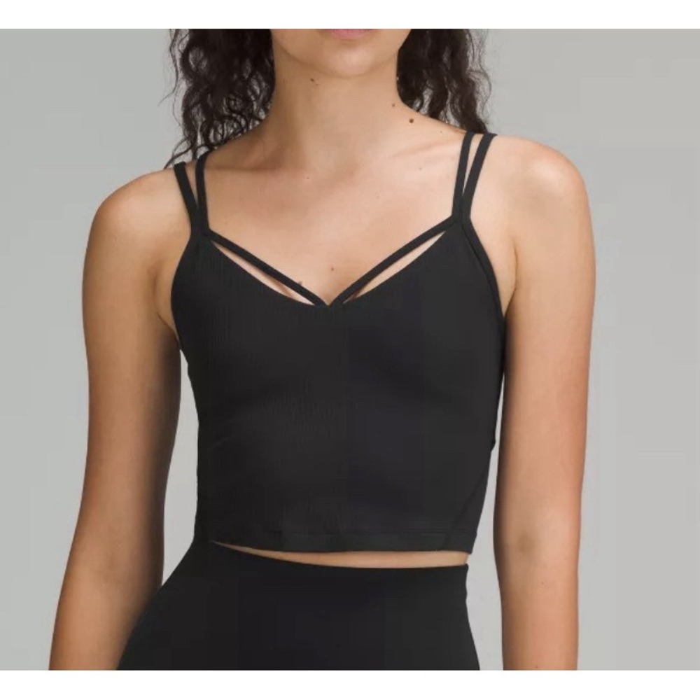 lululemon Align™ Strappy Ribbed Crop Tank Top 8 Black Sexy Yoga Sporty Training